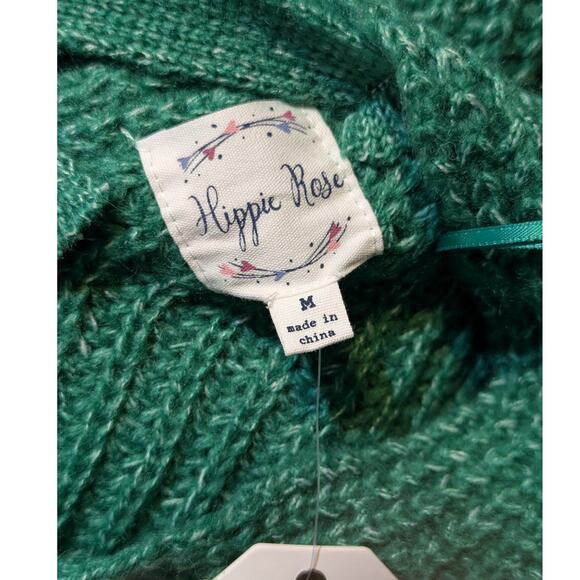 Hippie Rose Womens Green Knit V-Neck Pullover Sweater Criss Cross Back Size M - Picture 7 of 8